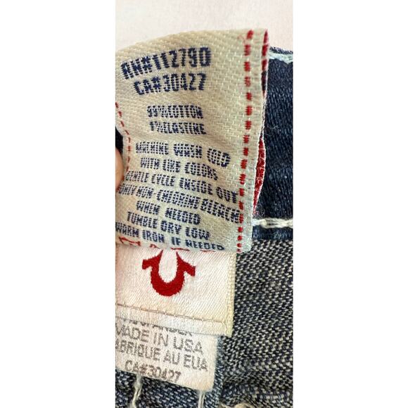 Y2K True Religion Rhinestone Big T Disco Joey Jeans – Size 26 – Flare Low Rise - Picture 14 of 15